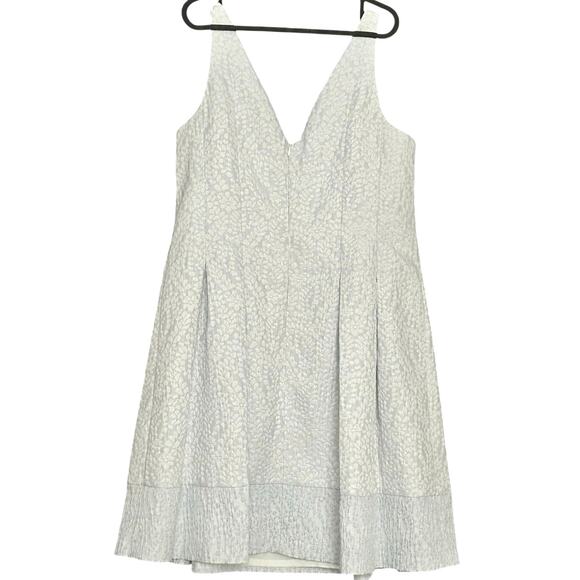 LAUREN RALPH LAUREN Brocade Floral Lt Blue Silver Pleated Sleeveless Dress-Sz 16 - Picture 2 of 6